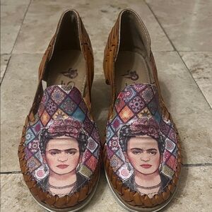 Frida Kahlo Brown Wedges
